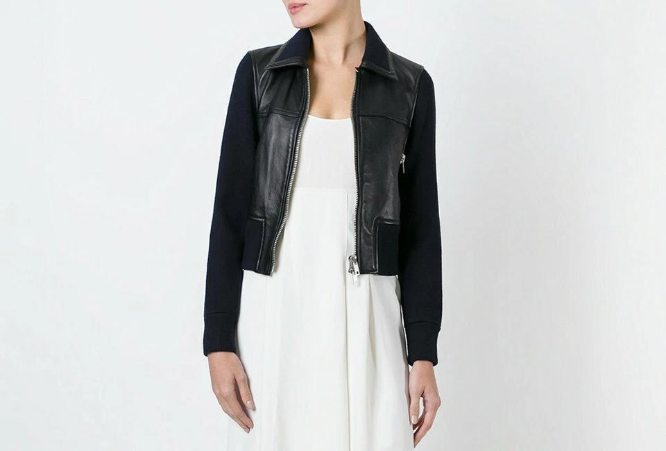 NUEVO 3.1 PHILLIP LIM Cuero Suéter-Chaqueta-, Negro Talla S $1,195 #SJ1561 Foto 2 de 4