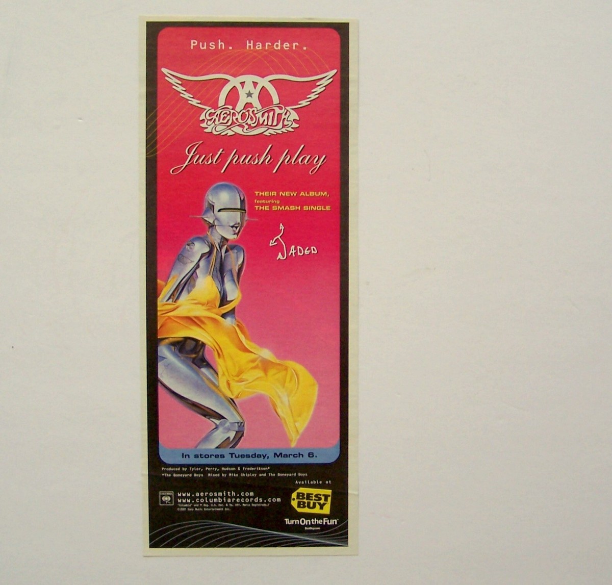 Rare Aerosmith -JUST PUSH PLAY -2001 US Original LP- SEALED