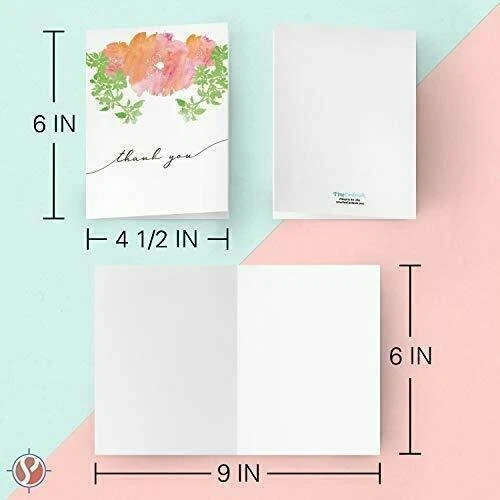 Tarjetas de felicitación y sobres de agradecimiento, arte hoja naranja, tamaño A2, cantidad 25 Foto 4 de 4