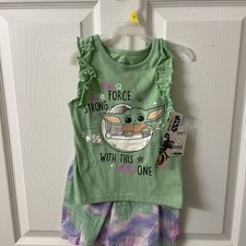Star Wars The Mandalorian Girls Baby Yoda Sleeveless Top  Short Set 3T - NWT