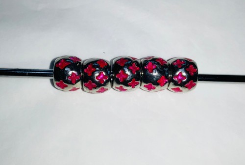 5 METAL & ENAMEL European Large Hole Spacer Beads Various Colours & Styles B - Picture 14 of 41