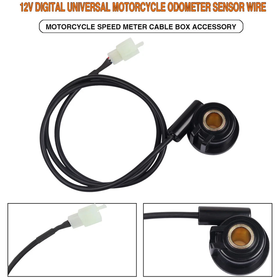 12V Black Motorcycle Digital Odometer Sensor Speedometer Cable Box Accessory - Image 4 of 4