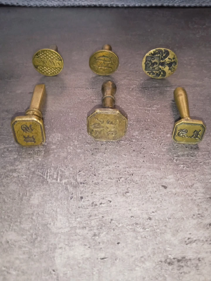 collection of 6 pieces of brass  antique victorian seal - Image 2 of 4