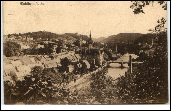 WALDHEIM Sachsen 1928 AK Teilansicht Vogelschau-Perspektive Verlag Brück & Sohn - Bild 1 von 1