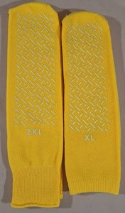 Medline Yellow Terry Cloth Slippers Socks Double Non-Slip Tread 2 Pairs XL & 2XL