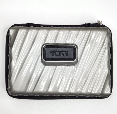 TUMI Delta Zip Around Travel Case Small 4 x6  Toiletry Hard Shell Makeup Gray