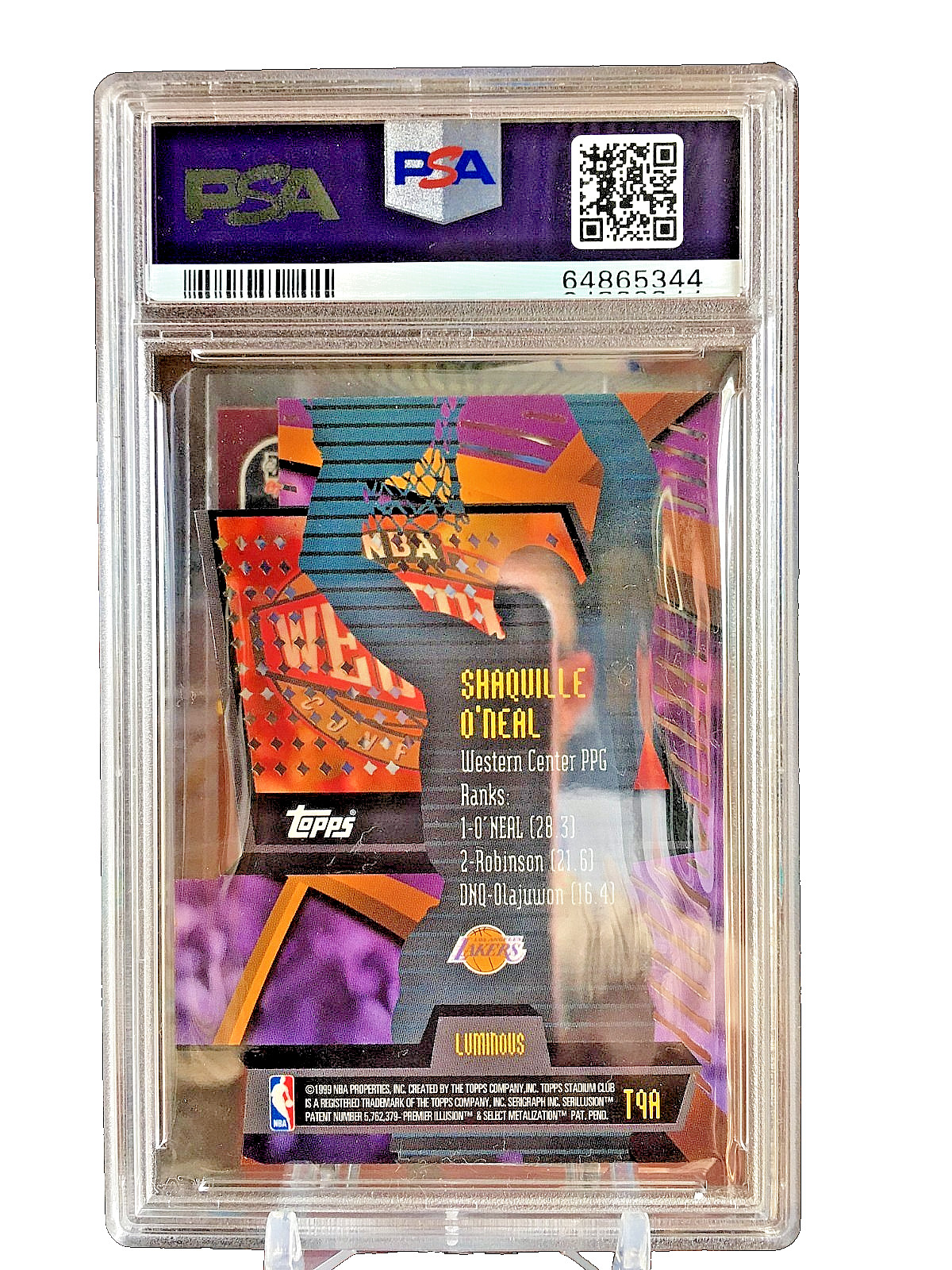 1998 Shaquille O'Neal T.S.C. Triumvirate Luminous Die Cut PSA 10 Rare Pop 22 view 2