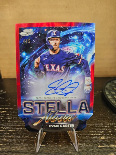 2025-26 Topps Cosmic Chrome Evan Carter Stella Nova On-Card Auto Red /5