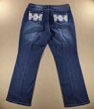 One 5 One Blue Denim Jeans with Rhinestones and Embroidery Size 14 Y2K Western