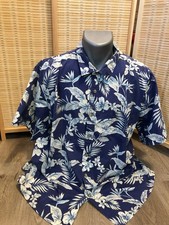 Cooke Street Hawaiian Button Up Down Shirt 100 Cotton Blue and White 2XL XXL 26