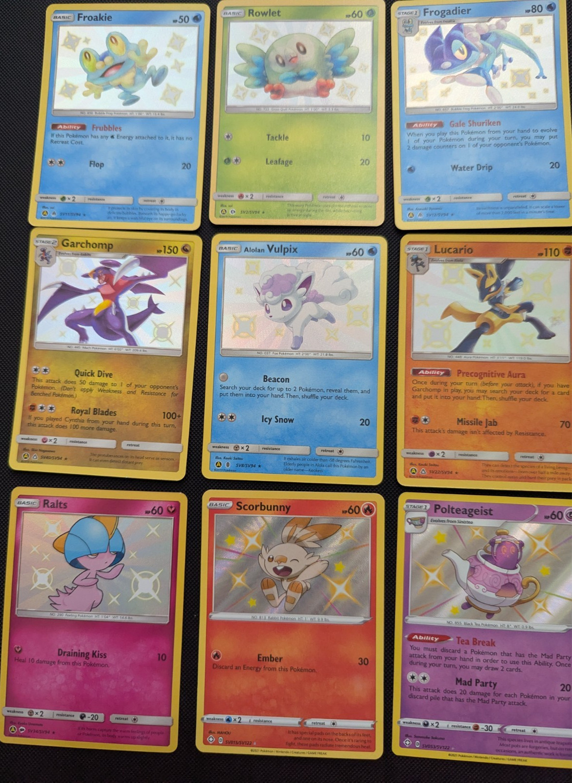 Pokemon Hidden Fates Shiny Vault - 9 Card LOG TCG ENG Rare Full Art Baby Shinies