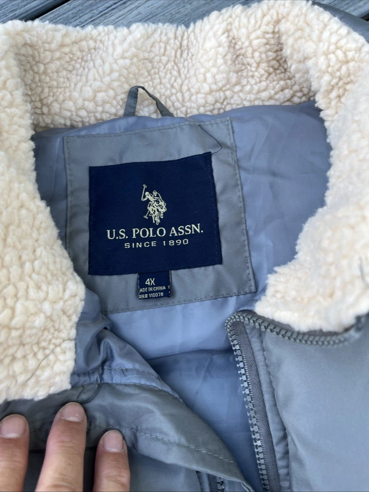 U.S. Polo Assn Mens Sleeveless Puffer Vest Jacket Size 4X Gray - Image 2 of 4