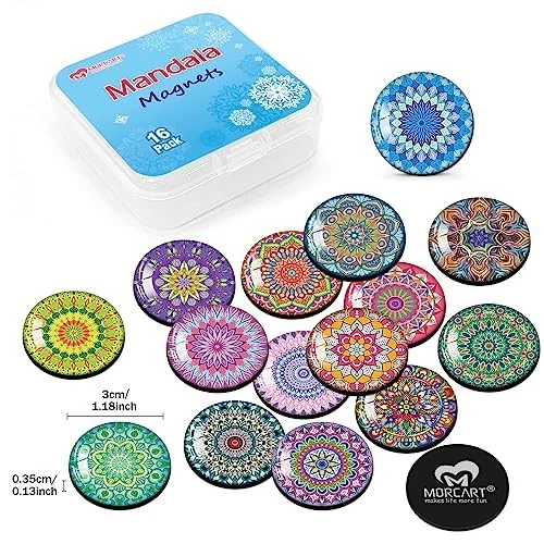 16 PIEZAS Imanes de Nevera, Lindos Imanes para Refrigerador, Pizarra Blanca, Mandala Foto 3 de 4