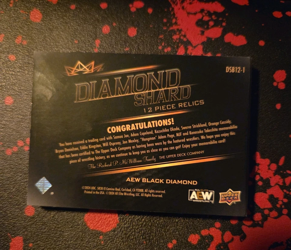2024 UPPER DECK AEW BLACK DIAMOND WRESTLING 12-PIECE SHARD RELIC BOOKLET /25 MJF - Image 3 of 4