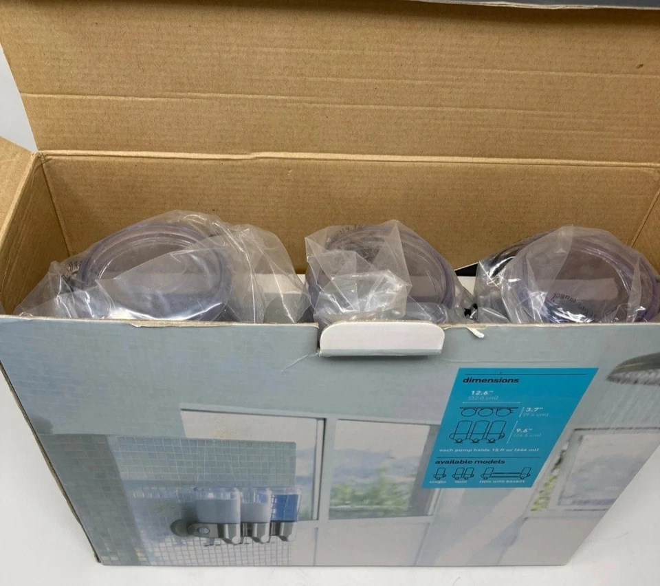 Dispensador de bomba de jabón champú de montaje en pared triple Simplehuman acero inoxidable BT1029 Foto 4 de 4