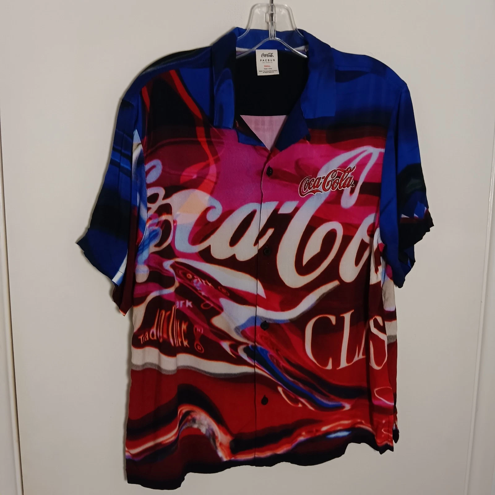 Coca-Cola xpacsun button up shirt mens small all over print y2k street wear