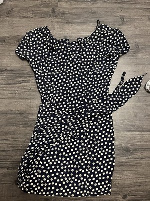 Vintage Roberta Black White Polka Dot Sweetheart Short Sleeve Sundress Size S