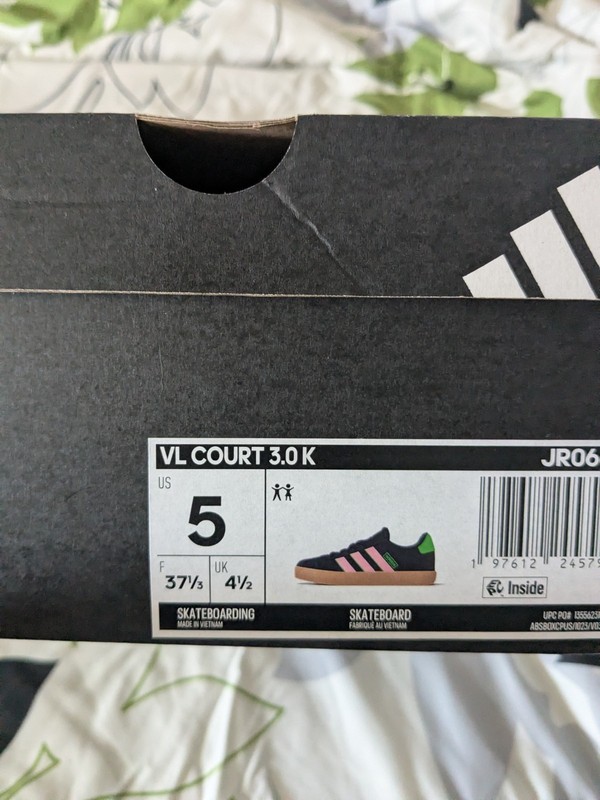 Adidas VL Court 3.0 Unisex Kids Suede Lace-Up Sneakers Navy/Pink/Green US 5