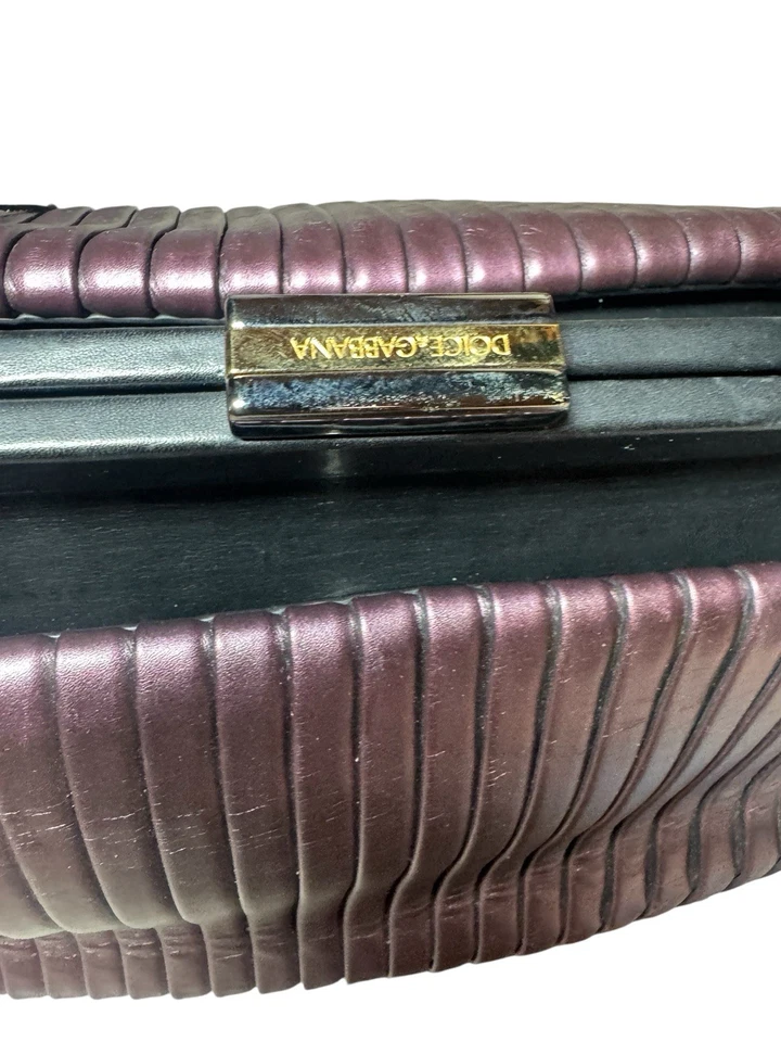 Bolso Doctor Edición Limitada DOLCE & GABBANA Plisado Púrpura y Cuero Negro Enmarcado Foto 4 de 4