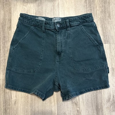 C10 Universal Thread Women 6 Green Carpenter Utility Denim High Rise Mom Short
