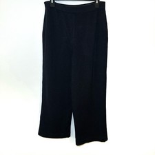 St. John Basics Knit Black Wide Leg Pants Size 10 Preppy Mature Old Money