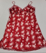 Jaclyn Smith Sleepwear Women's Red Satin Hearts Chemise Sleepwear Size M