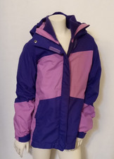 GIRL'S MEDIUM 10-12 COLUMBIA PURPLE INTERCHANGEABLE HOODED WINTER JACKET COAT