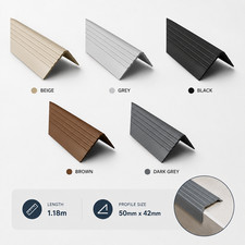 Rubber Stair Nosing 118cm Non Slip 50x42mm Bullnose Step Edge Trim RGP