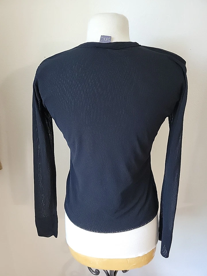 Top de malla negra vintage Y2k Hanky Panky doble malla grande elástico   Foto 2 de 4