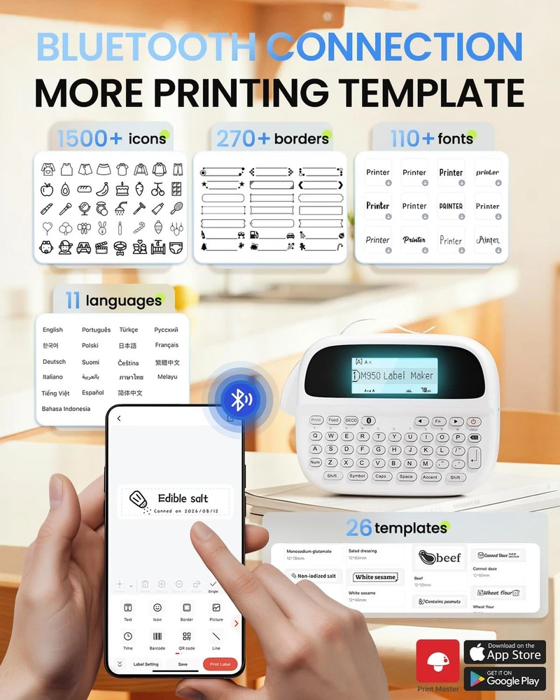 Label Maker Machine with-Tape M950 Rechargeable Label Maker Waterproof-Label... Label Maker Machine with-Tape M950 Rechargeable Label Maker Waterproof-Label...