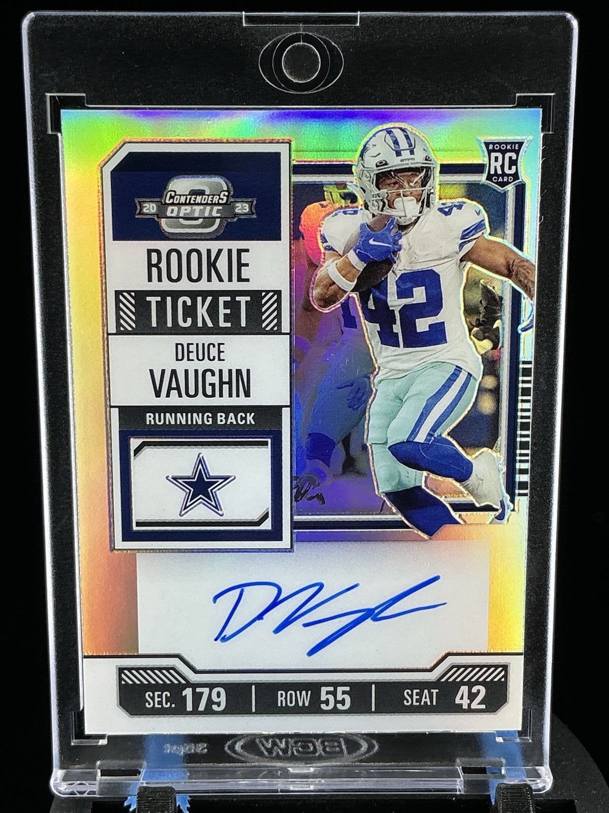 2023 Contenders Optic Deuce Vaughn Silver Prizm Rookie Ticket Auto Cowboys #108