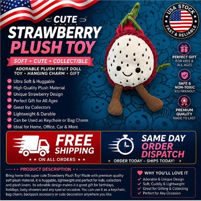 Cute Strawberry Plush Toy Soft Stuffed Fruit Doll Hanging Keychain Gift