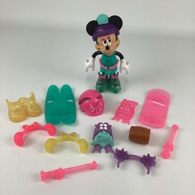 Disney Minnie Mouse Boutique Snap N Style Figure Winter Sport Lot Snowboard Doll