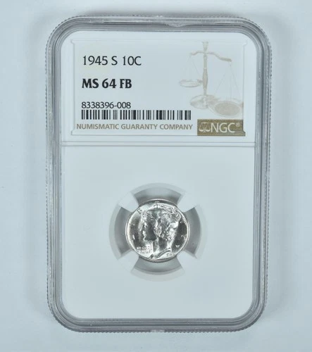 1945-S Mercury Dime MS64 FB NGC Brown Label *1738