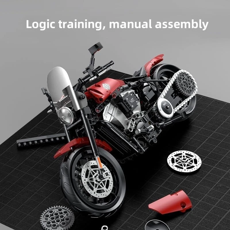 1:8 Scale Motorcycle Building Blocks Toy Kit - 542 PCS, Realistic Model, Educati - Image 2 of 4