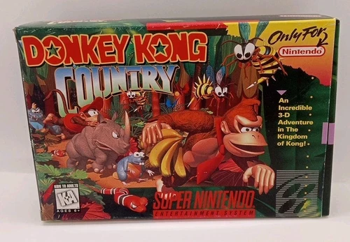 Donkey Kong Country SNES Super Nintendo Game With Original Box And Manual Clean