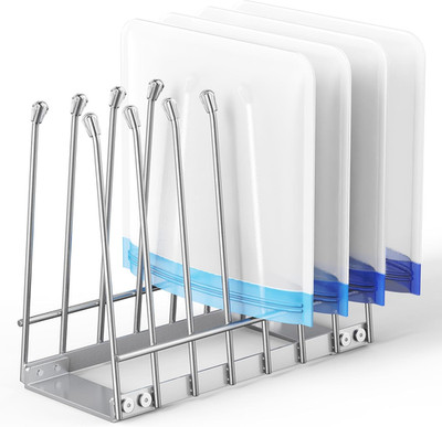 Escurridor De Bolsas Reutilizables Soporte Plegable Metal Cocina Secador Plata