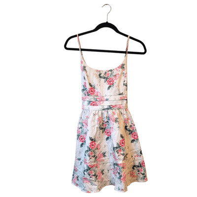 Mi Ami Francesca's White Pink Floral Tiered Mini Dress Women's Size M NWT