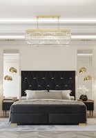 Schwarze Schlafzimmer Garnitur Doppelbett 2X Luxus Nachttische 3Tlg Set