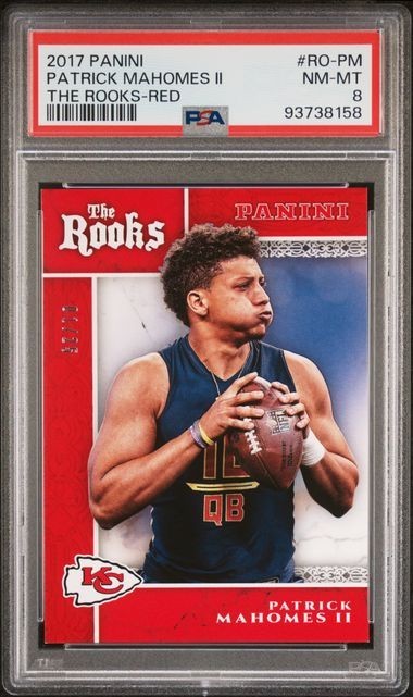 2017 Panini The Rooks Red #RO-PM Patrick Mahomes 1/25 RC Rookie PSA 8