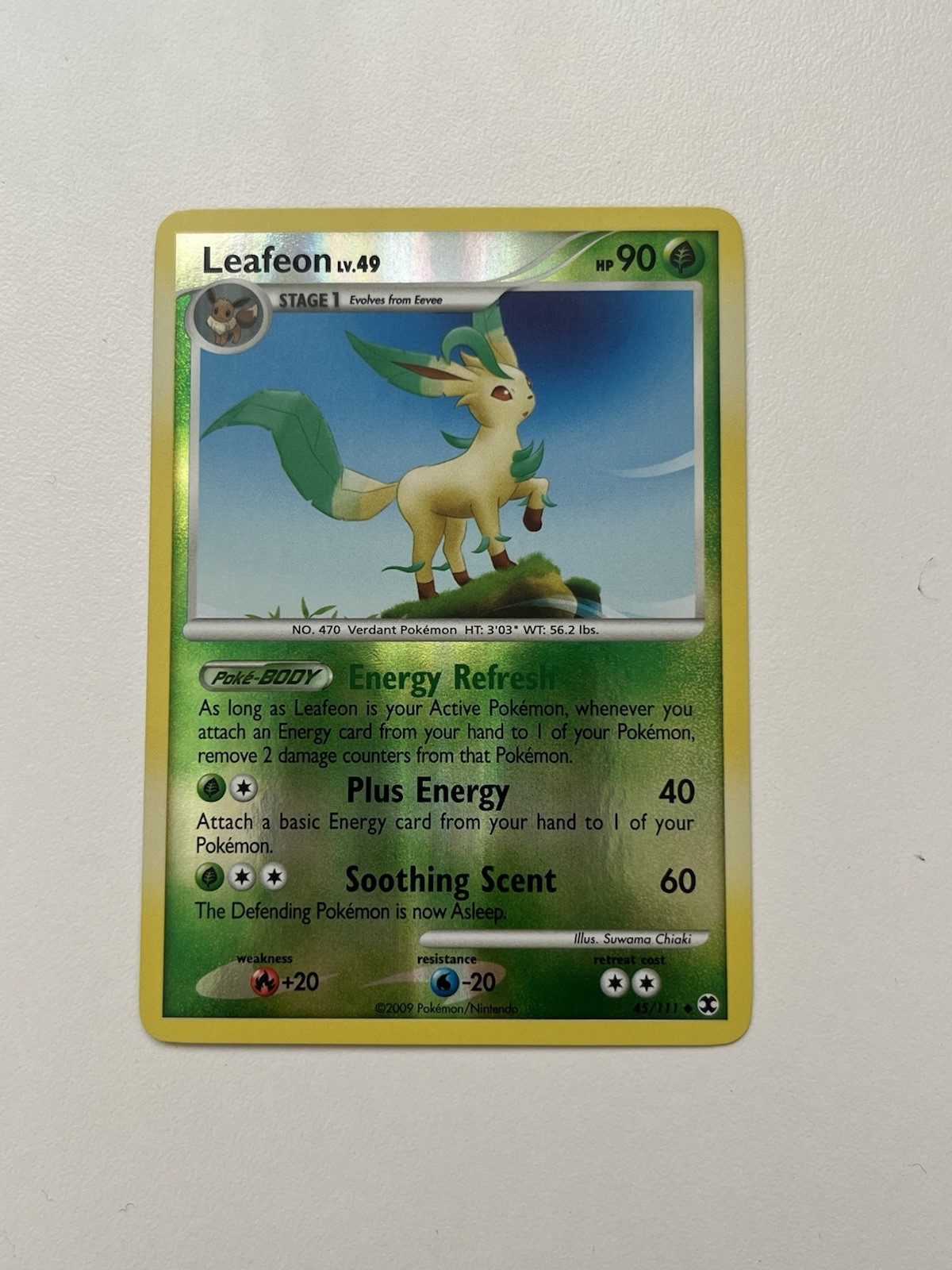 2009 Pokemon Rising Rivals Leafeon 45/111 Reverse Holo Card (NM)