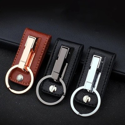 Leather Detachable Quickdraw Belt Clip Key Ring Holder Snap Quick Release