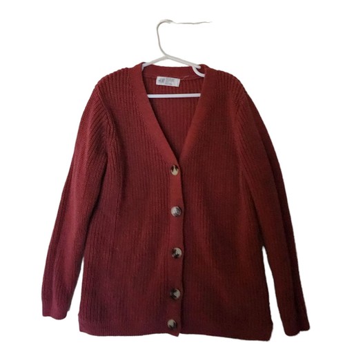 H&M Double Knit Cotton Blend Cardigan Rust color Kids Girl size 6 8 Years - Picture 3 of 10