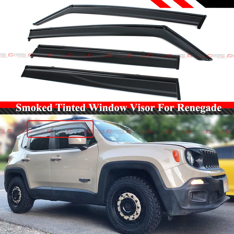 FOR 20152022 JEEP RENEGADE SMOKED CLIPON WINDOW VISOR RAIN GURAD W