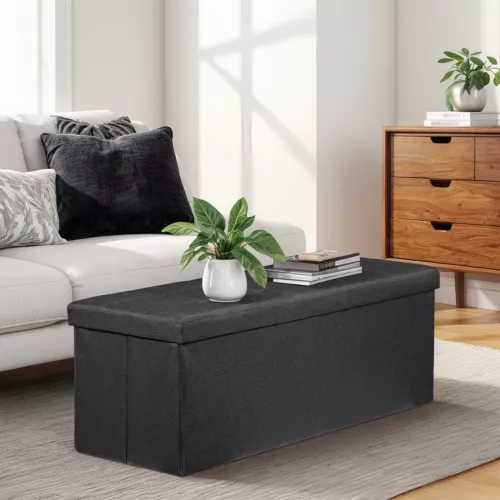 Folding Storage Ottoman Bench Foot Rest Foot Stool for Bedroom Entryway Indoor - Imagen 37 de 93