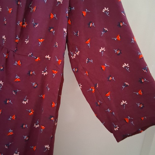 Boden Ladies Day Dress UK 18L 18 Fit Flare Midi Floral Print Burgundy Red Summer - Picture 3 of 9
