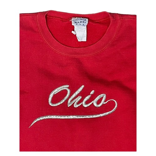 Ohio State Buckeyes Sweatshirt Women Large Red Crewneck Football Vintage 90s Y2K - Picture 2 of 11