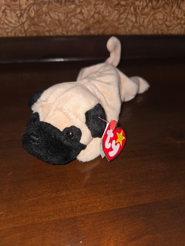 Ty Beanie Baby – Pugsly the Dog (1996) – Retired Collectible - MINT - Style 4106