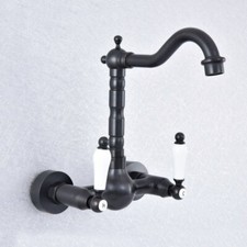 Black Oil Rubbed Brass Wall Mount Bathroom Kitchen Sink Faucet Mixer Tap 2sf705