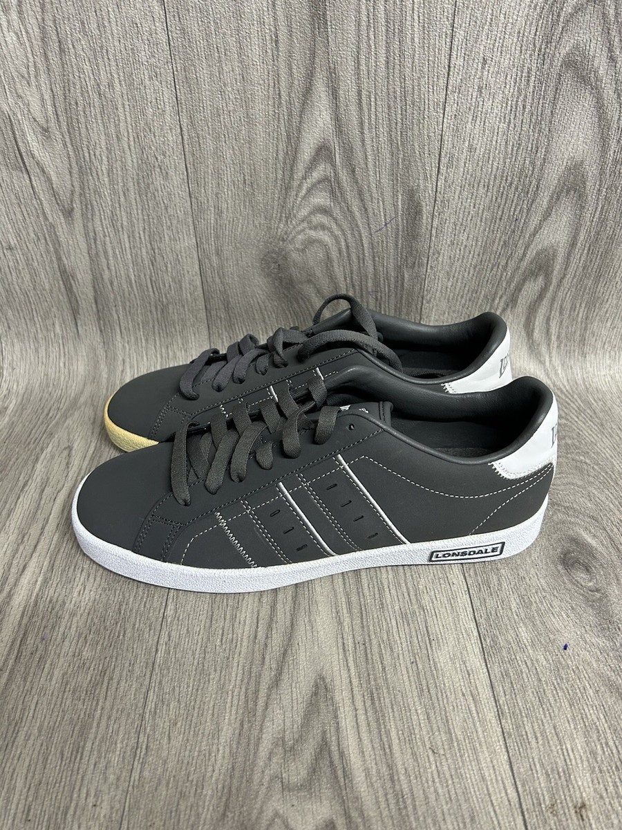 Men’s Lonsdale Oval Grey Leather Trainers Size UK Brand New